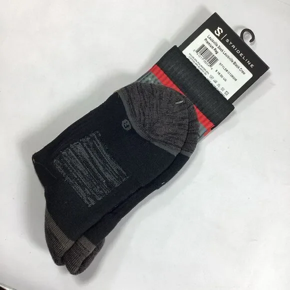 Strideline Louisville Cardinals Crew Socks Premium Regular Black Red Logo New - Picture 2 of 3